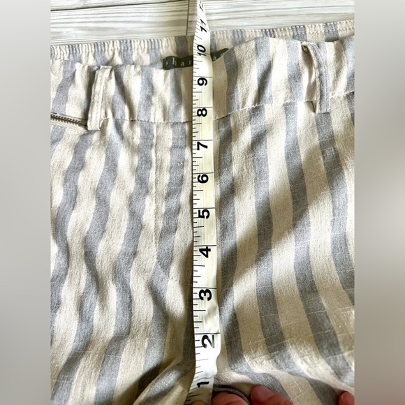 SHARAGANO Women’s Linen Blend Crop Blue Cream Stretchy Stripe Pants Size 6 - Picture 13 of 13